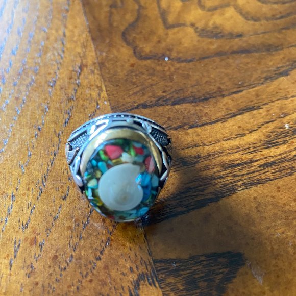 Brand New 925 Sterling Sliver Unique Men's Ring with Genuine Stones - Picture 4 of 11